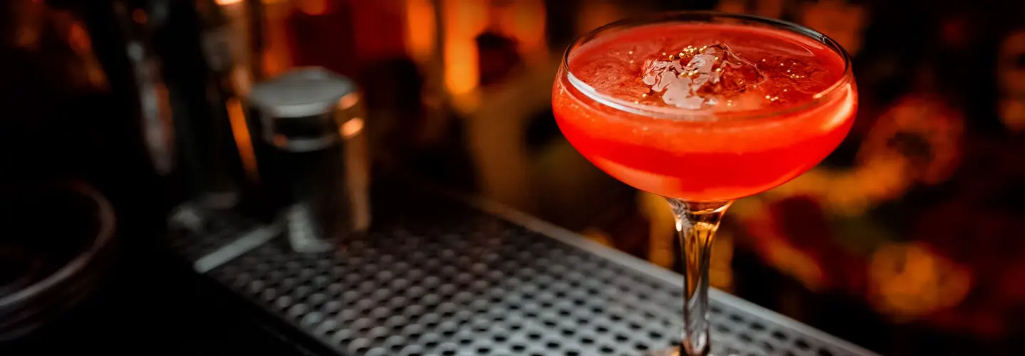 A cocktail on a bar counter